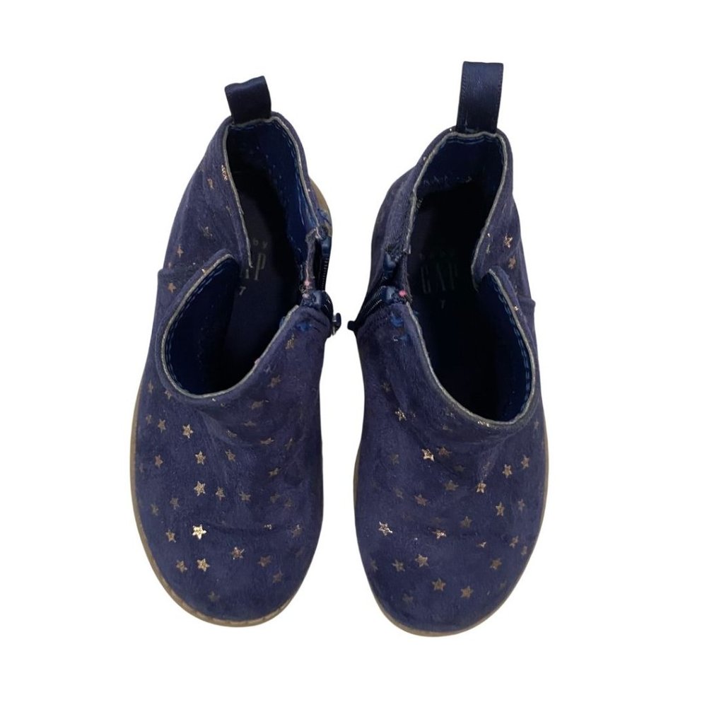Faux Suede Ankle Boots Navy and Gold Stars 7